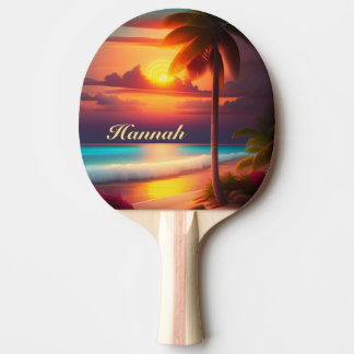 Palme am Strand bei Sonnenuntergang Pingisracket