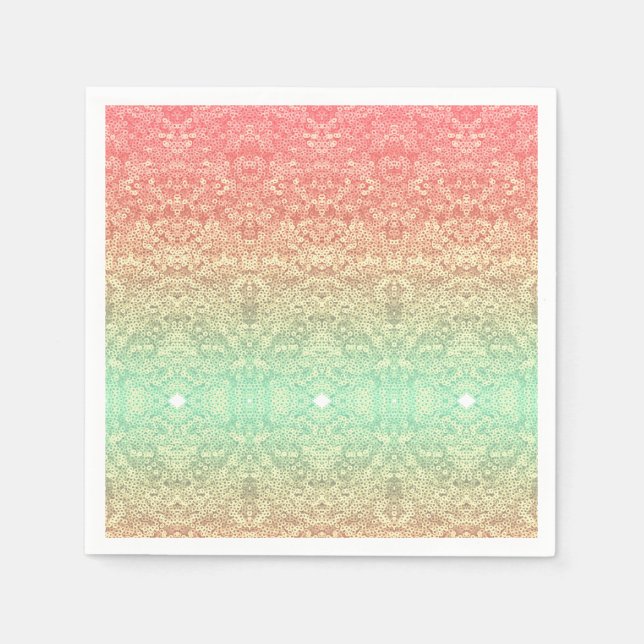 Palmé broderi sequins gradient rosa guld grön pappersservett (Framsidan)