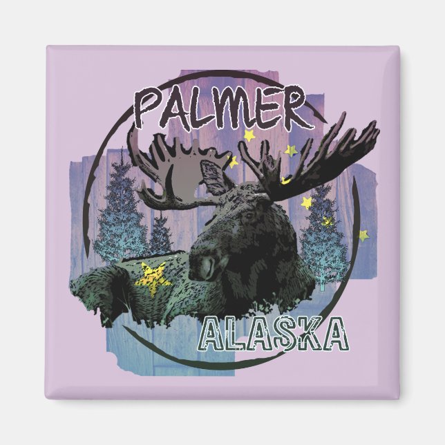 Palmer Alaska rustic moose magnet (Framsidan)