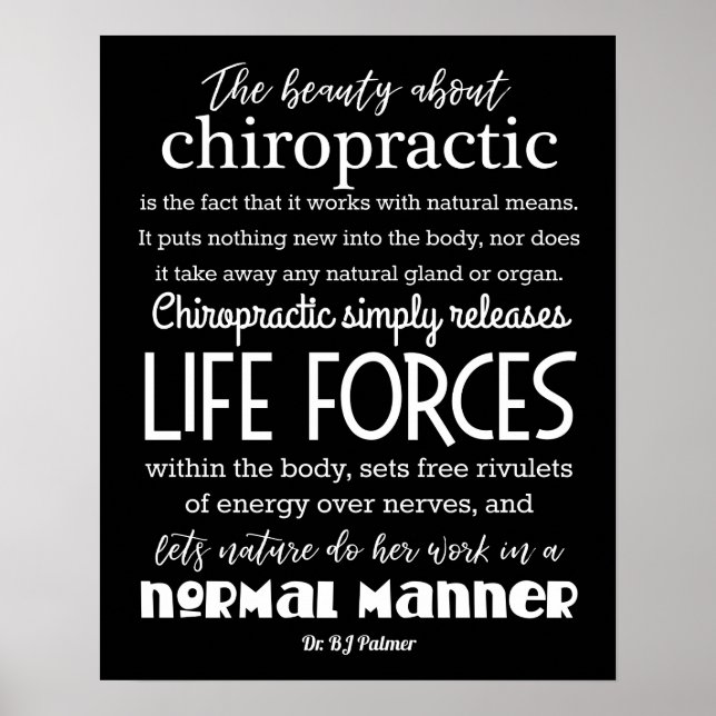 Palmer citerar skönheten i Chiropraktik Poster (Framsidan)