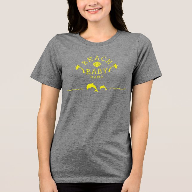 Palmer & Dolfiner Gul Strand Bebis Mamma T Shirt (Framsida)