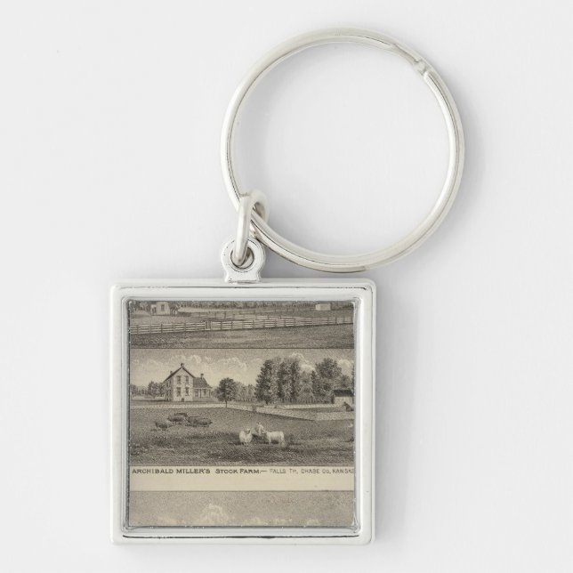 Palmer Ranch, Kansas Fyrkantig Silverfärgad Nyckelring (Framsidan)