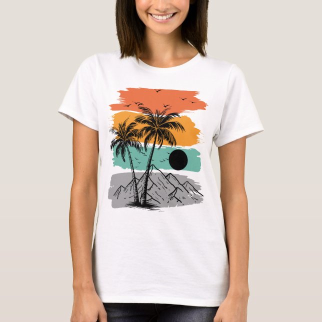 Palmer silhuett sommar  t shirt (Framsida)