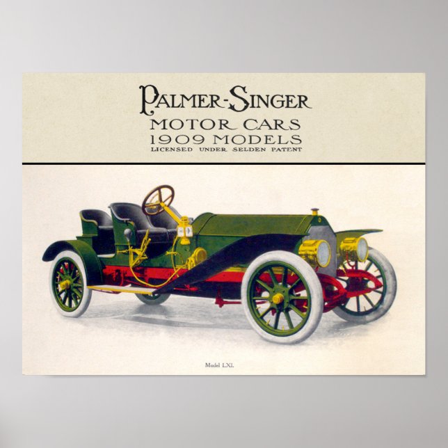 Palmer-Singer Motor Cars, 1909 Poster (Framsidan)
