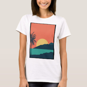 Palmer Solnedgång, Ö, Boho Abstrakt Konst T Shirt
