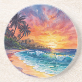 Palmer Strand Solnedgång Hawaii Underlägg