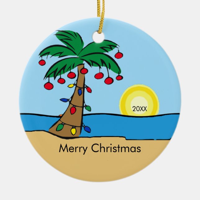 Palmer Tropicalt Julpynt Julgransprydnad Keramik (Framsidan)