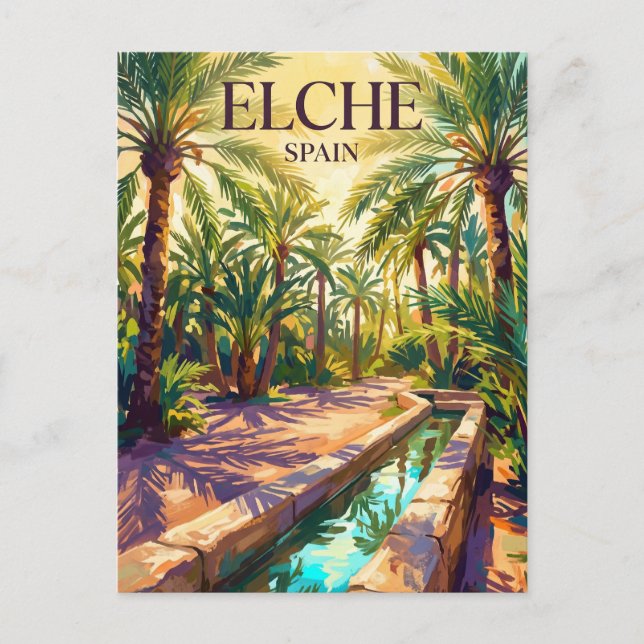 Palmeral av Elche Spanien Vykort (Framsida)