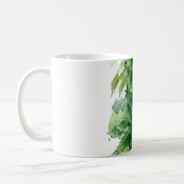 Palmernas smaragdgröna tak viskar i vinden Tropisk Kaffemugg (Vänster)