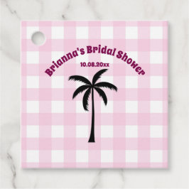Palmersträd Vit Rosa Rutig Bröllopsdusch Gåvor Etiketter