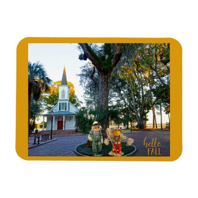 Palmetto Bluff Chapel Bluffton SC Fall Fågelskrämm Magnet (Horisontell)