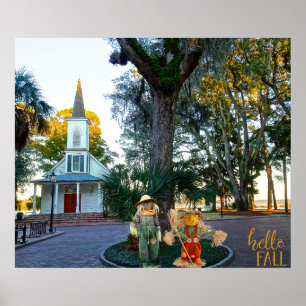 Palmetto Bluff Chapel Bluffton SC Fall Fågelskrämm Poster