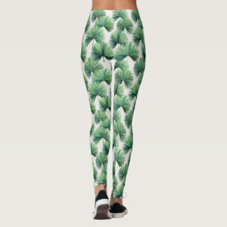 Palmetto Fläkt Handflatan Träd Lämnar botaniskt tr Leggings