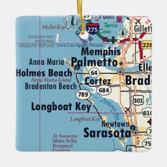 Palmetto Florida Karta Julgransprydnad Keramik (Framsida)