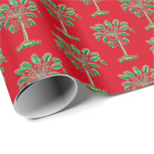 Palmetto julpapper med blocktryck