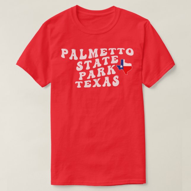 Palmetto State Park Texas Retro Vågigt text från 1 T Shirt (Design framsida)
