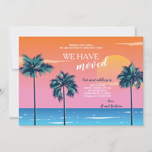 Palmetto Visar meddelande om Flytta Inbjudningar (Framsida)