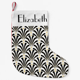 Palmettos för för 20-talart décosvart & vit liten julstrumpa