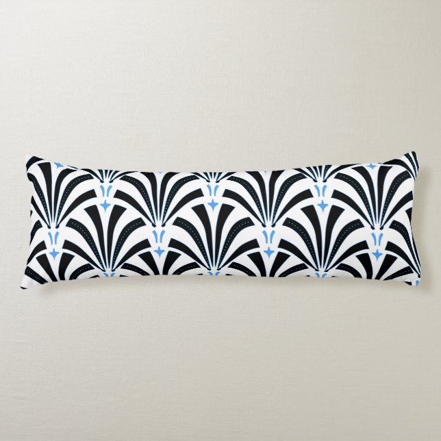 Palmettos för svart & för blått för kroppskudde (Framsidan)