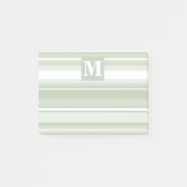 Palmgröna ränder med monogram post-it block (Framsida)