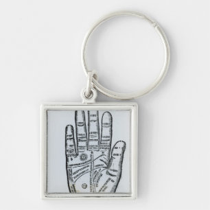 Palmistry Fyrkantig Silverfärgad Nyckelring