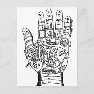 Palmistry Hand Karta Vykort