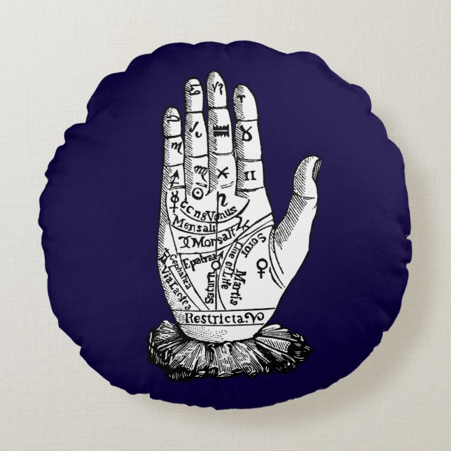 Palmistry kartlägger, 1885 rund kudde (Framsidan)