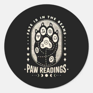 Palmistry Kawaii Cat Tass Handflatan Lässynlig psy Runt Klistermärke