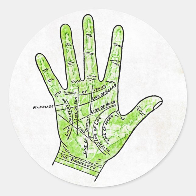 Palmistry Sticker Runt Klistermärke (Framsida)