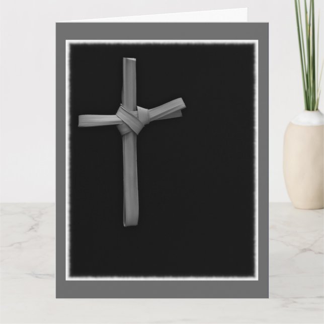 Palmkors på svart, minimalistisk religiös konst kort (Framsida)