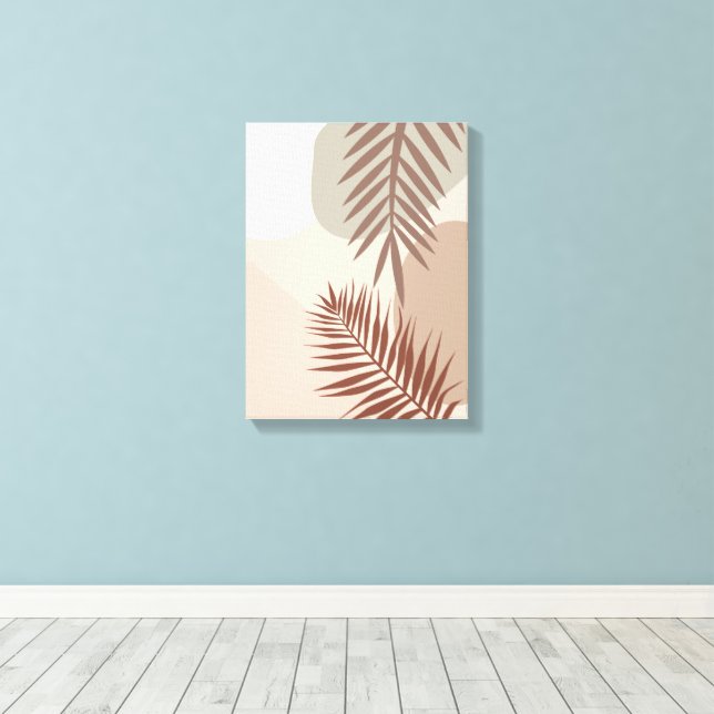 Palmlöv, Boho Abstrakt Geometrisk Konst Canvastryck (Insitu (trägolv))