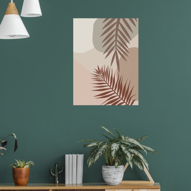 Palmlöv, Boho Abstrakt Geometrisk Konst Poster (Vardagsrum 1)