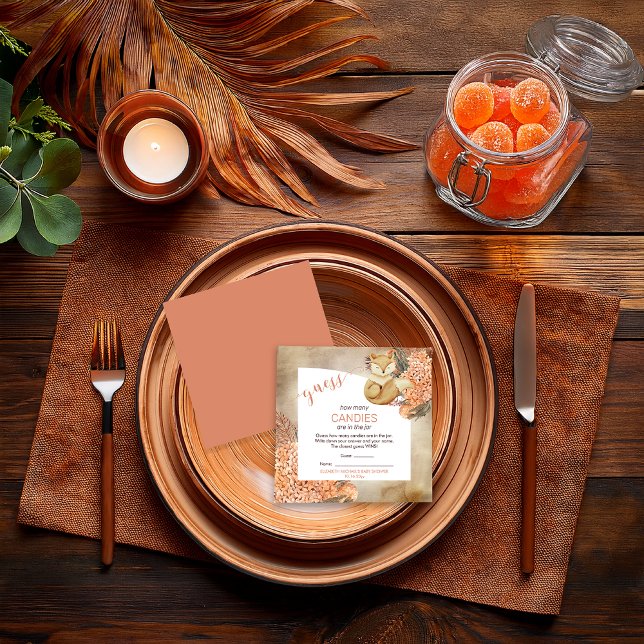 Palmlöv | Hortensior | Godis i burken Tilläggskort (Palm Leaves and Hydrangeas Sleeping Fox Girl Baby Shower Candies in the Jar Game Card)