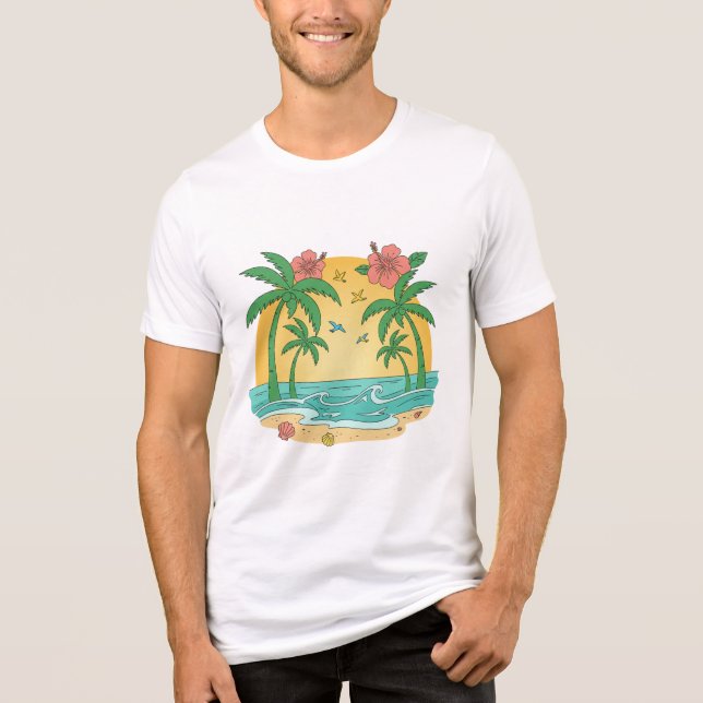 Palmparadis – Tropisk sommar T-shirt för män (Framsida)