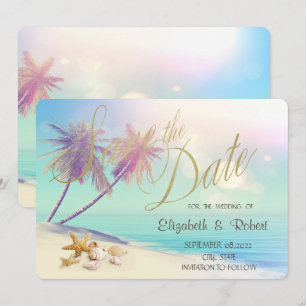 Palms Beach Seashells Bröllop Spara Datum Datumet