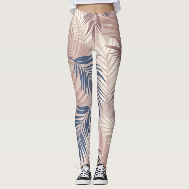 Palmscape: Tropical Motif Mönster Leggings (Framsida)