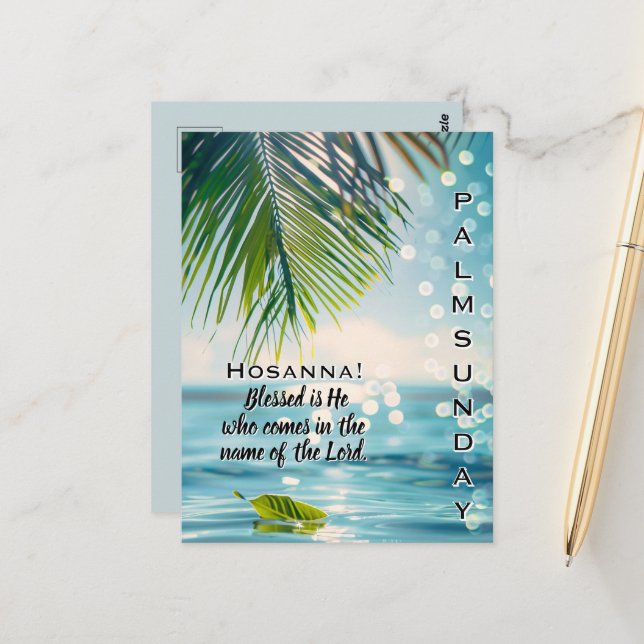 Palmsöndagen Hosanna skrift  Vykort (Fram/Back In Situ)