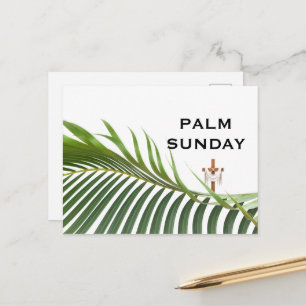 Palmsöndagskors med grön palmgren vykort