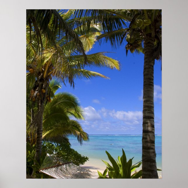 Palmstränd Cook Islands 2 Poster (Framsidan)