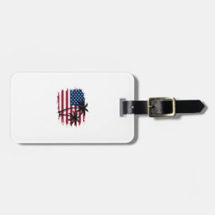 Palmträd Amerikansk flagga Patriotisk strand vekto Bagagebricka