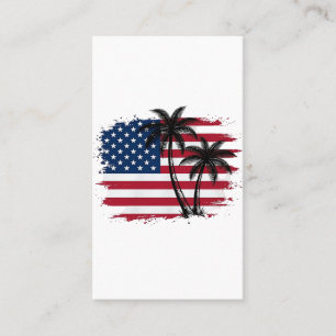 Palmträd Amerikansk flagga Patriotisk strand vekto Visitkort