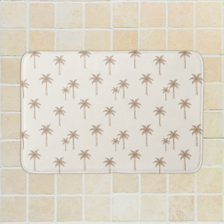 Palmträd Boho Kustnära Bondgård Beige Och Tan Badrumsmatta