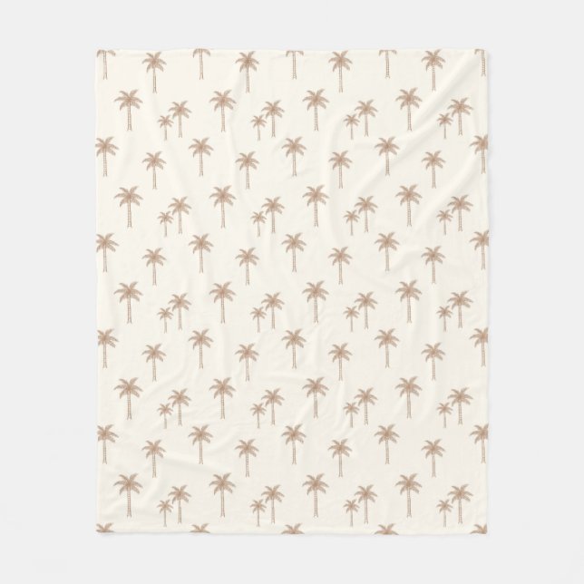 Palmträd Boho Kustnära Bondgård Beige Och Tan Fleecefilt (Framsidan)