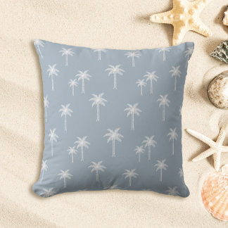 Palmträd Boho Kustnära Bondgård Dusty Blue Kudde