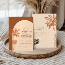 Palmträd Boho Strand Terrakotta QR-kod Bröllop