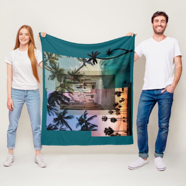 Palmträd designad fleecefilt (På plats)