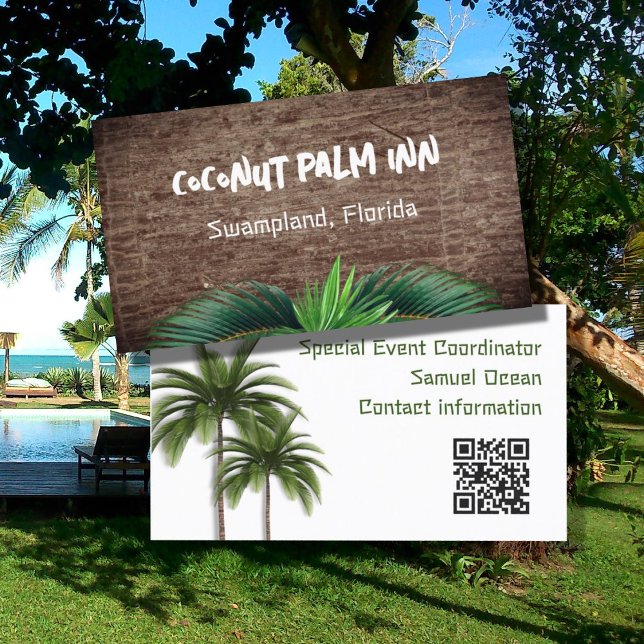 Palmträd Dubbelsidiga QR-kod Visitenkort (Skapare uppladdad)
