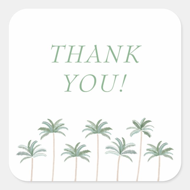 Palmträd Elegant Tack Sticker Fyrkantigt Klistermärke (Framsida)