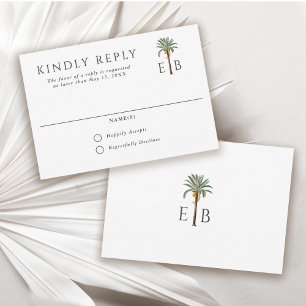 Palmträd Elegant Tropisk Monogram Bröllop OSA Kort