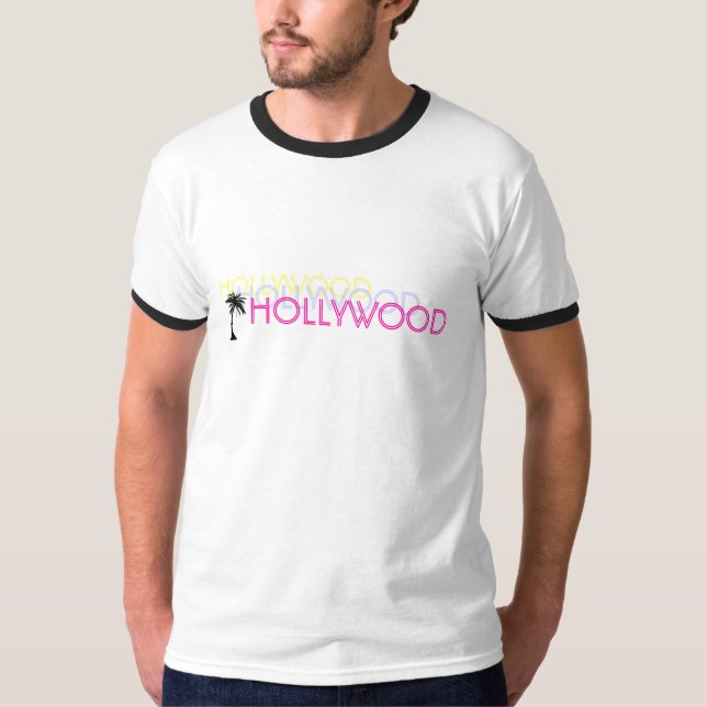 Palmträd för Hollywood neonlogotyp T-shirt (Framsida)
